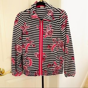 Floral stripe zip  jacket